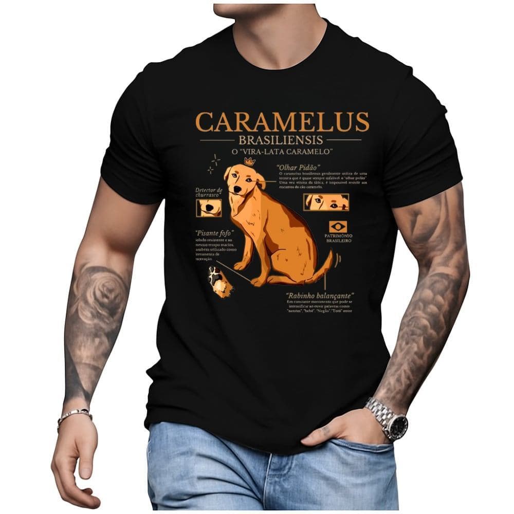 T-shirt Unissex "Caramellus" O Clássico Cachorro Caramelo do Brasil