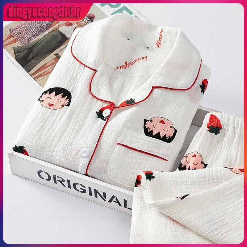 Novo Estilo Coreano Plus Size M-5XL Feminino Algodão Oversized Pijamas Conjunto Manga Longa Terno De Dormir