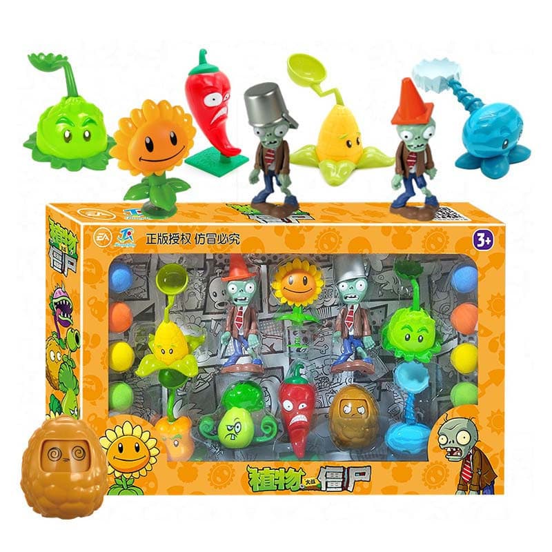 Novos Brinquedos Infantis plants vs zombies 8 Plantas + 2 Zumbis Batalha Conjunto De 10 Peças