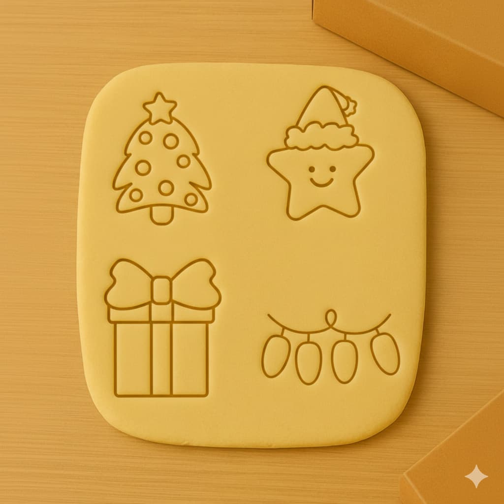 ⭐ Estela Pisca Pisca NATAL FOFO Cortador p/ Cookies, Biscoito, Massinha e Pasta Americana Kit 4 pçs