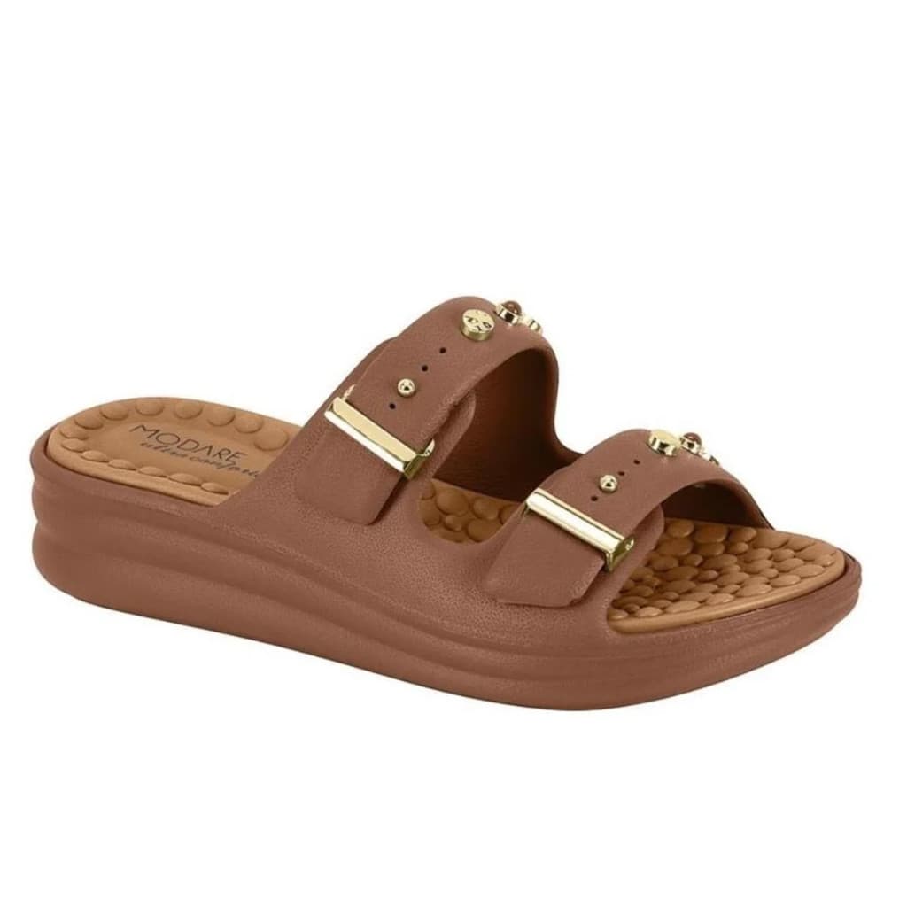 Sandália Feminina Modare Slide Casual 7214.101 Fivela Dupla Confortável Original