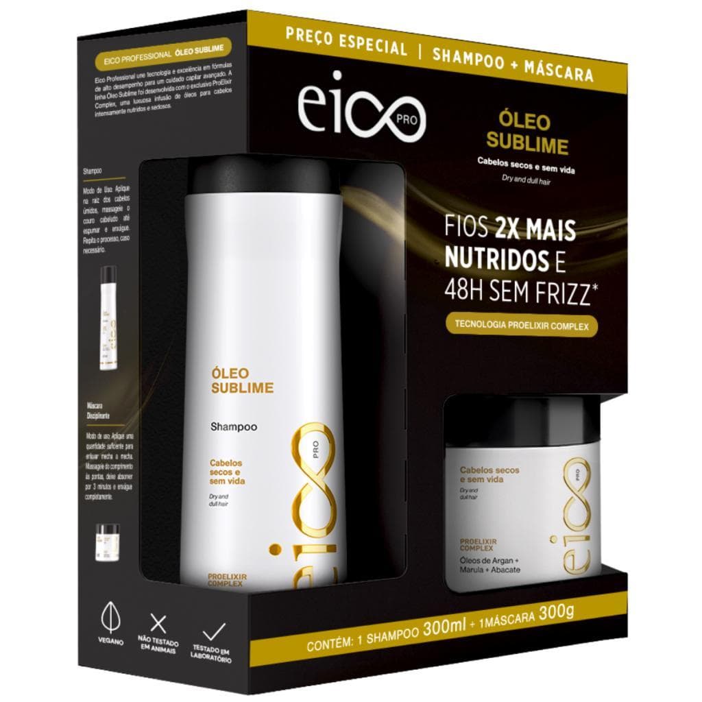 Kit Eico Shampoo 300ml Máscara Tratamento Nutrição 300ml Óleo Sublime