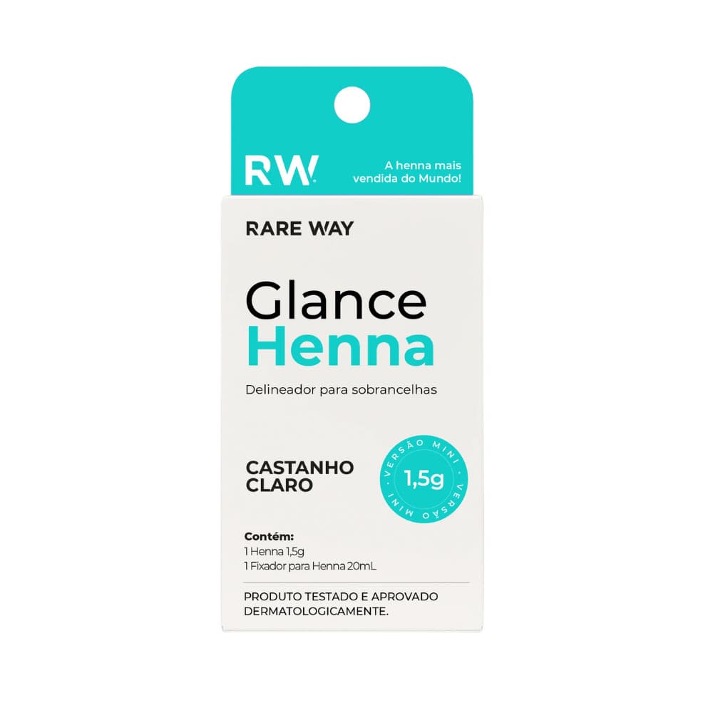 Kit Henna E Fixador Para Sobrancelhas Glance Mini Castanho Claro Rare Way 1,5g