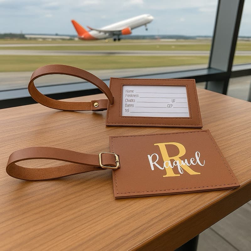 Tag De Mala Com Seu Nome E Inicial Personalize Identificação Para Bagagem Viagem Bolsas Couro PU