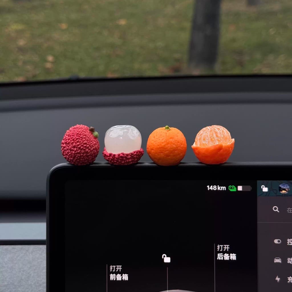 Enfeites de tela do carro decorações centro interno mesa exibição lichia laranja criativo pequena simulação frutas