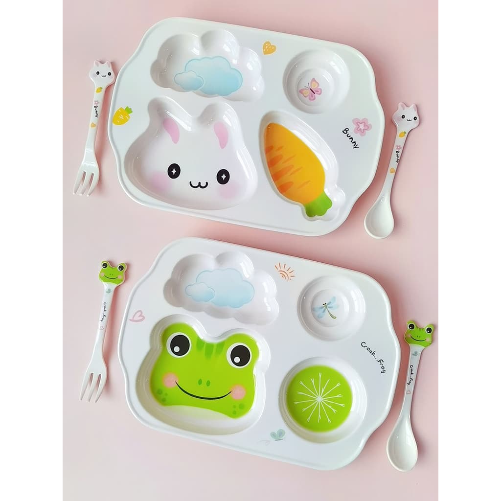 Prato de jantar infantil compartimento de qualidade alimentar coelho dos desenhos animados comer prato menina jardim de