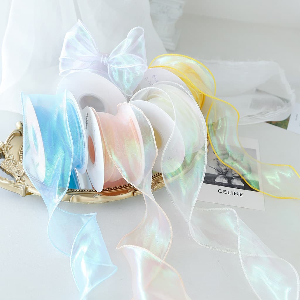 Bens de cozimento fita de fio rabo de peixe buquê embalagem Floral flor gaze fita diy arco bolo fita artesanal