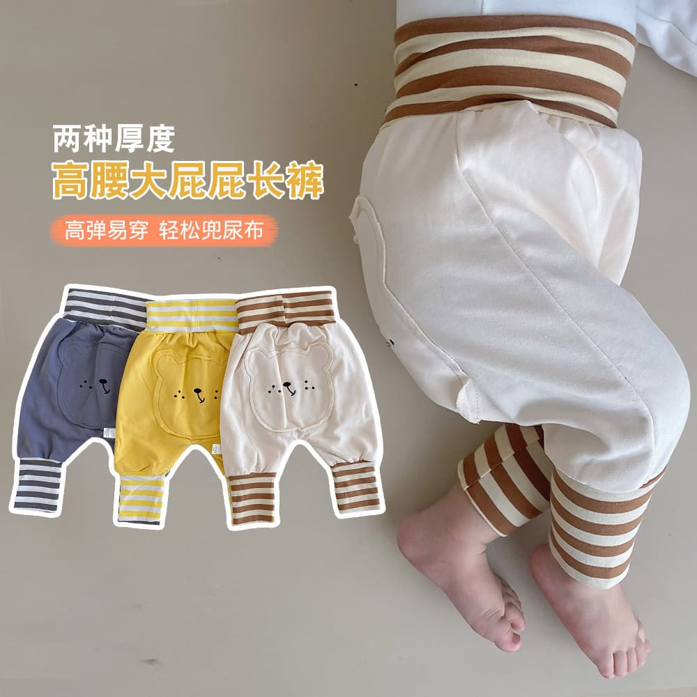 Calças de bebê primavera outono roupas grandes pp calças masculino feminino bebê cintura alta proteção da barriga calças