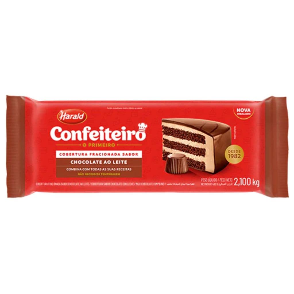 Cobertura Confeiteiro Sabor Chocolate ao Leite Barra 2,1kg
