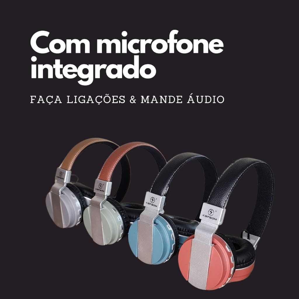 Headset Gamer Bluetooth Sem Fio Over-ear Fone de Ouvido com Microfone Integrado