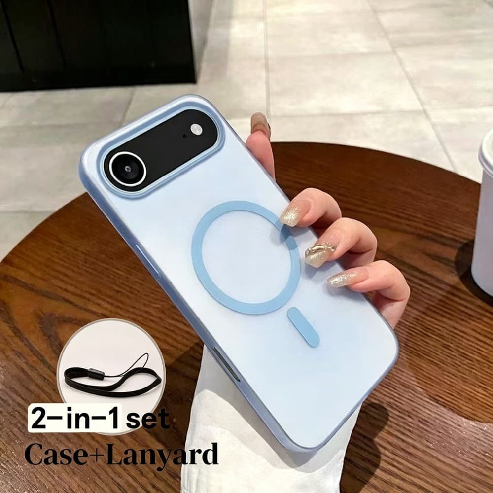 Capa De Telefone + Cordão De Corrente Magnética Fosca Compatível Com iPhone 17 16 15 13 12 11 Pro Max Plus XS XR