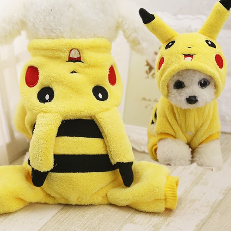 Cão De Estimação Gato Pikachu Roupas Se Transforma Em Filhotes De Pelúcia Poodle Algodão De Quatro Pernas .