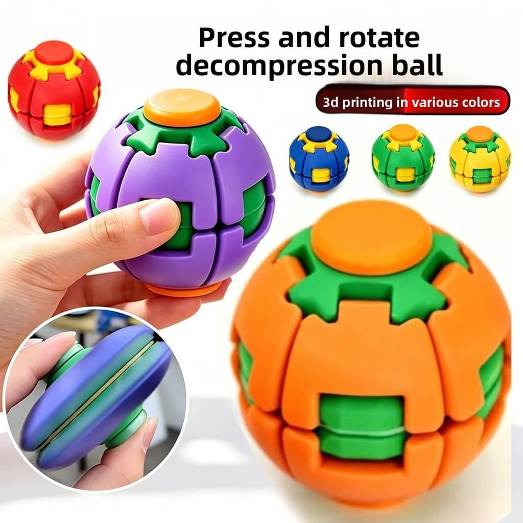 Pressione o brinquedo de descompressão superior giratório 3d impressão descompressão bola brinquedo