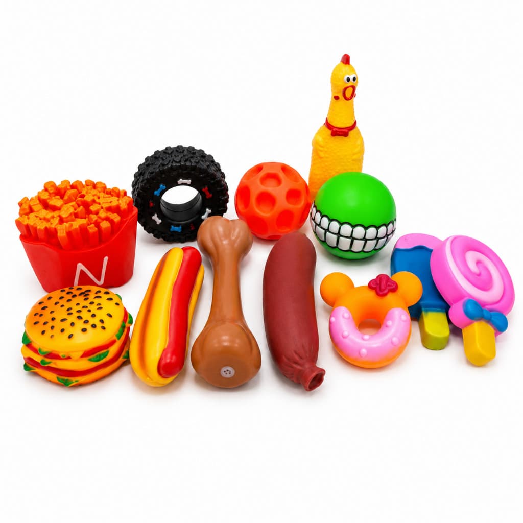 Kit de Brinquedos para Cães 12 Peças Mordedores Borracha Durável para Pets