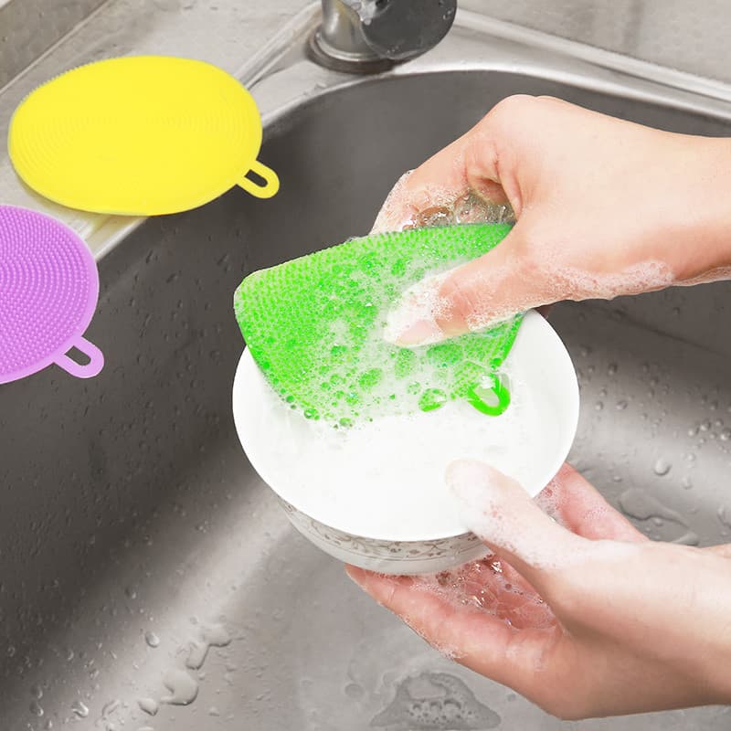 Escova de lavar louça de Silicone ferramenta de lavagem de frutas pote de cozinha lavar louça pano de prato reutilizável