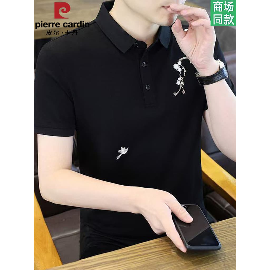 Pierre Cardan Camisa POLO masculina de manga curta com lapela bordada de alta qualidade verão novo estilo respirável jov