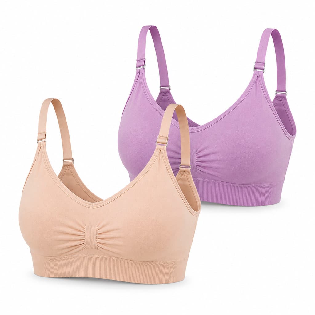 Kit com 2 Tops Sutiã Feminino Sem Costura Alça Fina Canelado com Bojo Removível