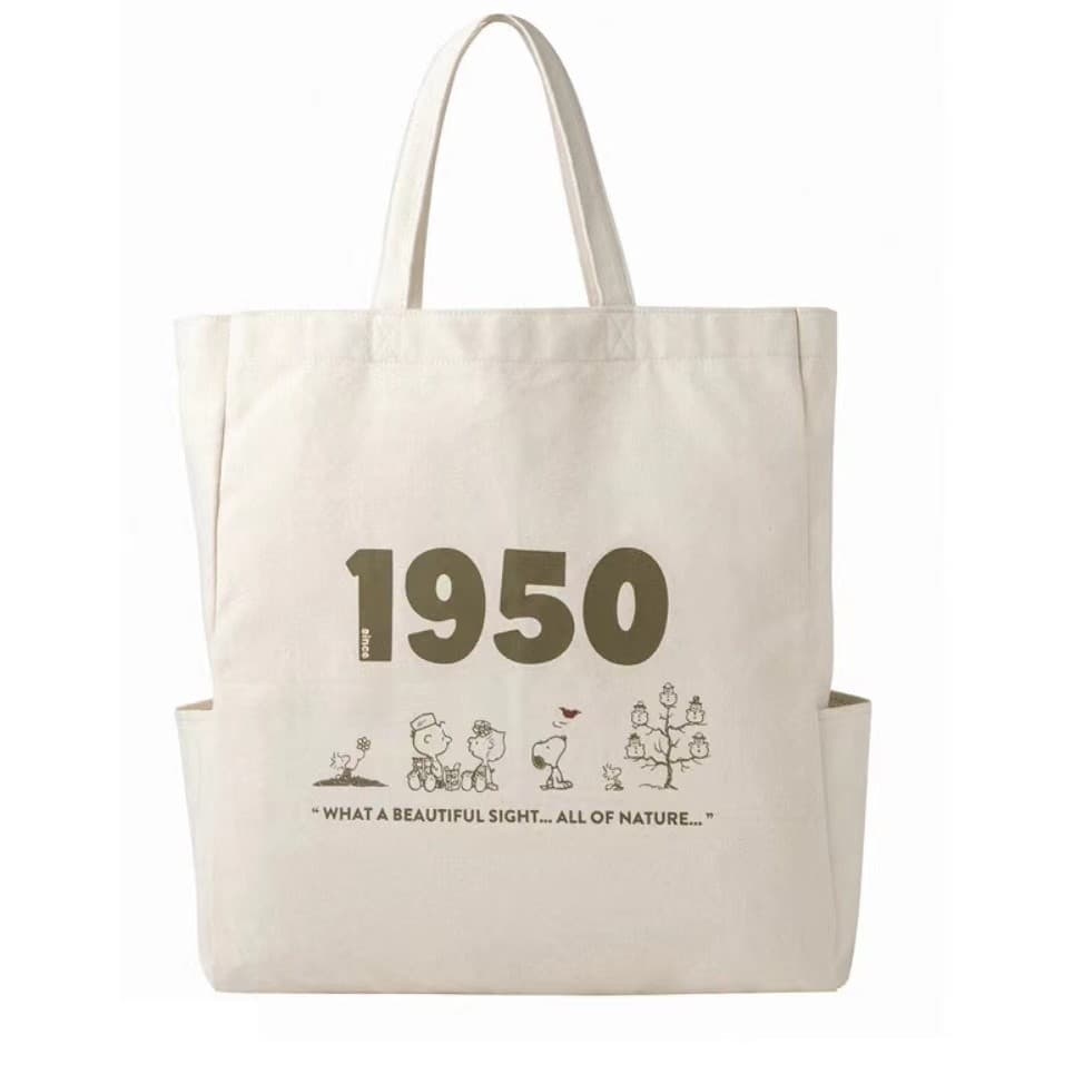 Japonês única revista apêndice lona bolsa de ombro bonito dos desenhos animados Snoopy sacola de compras de grande capac