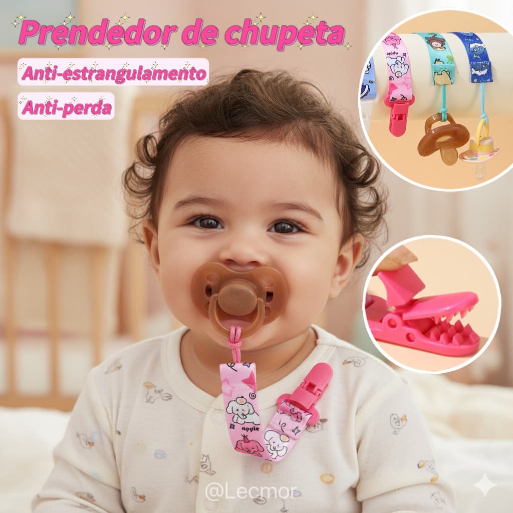 Prendedor De Chupeta Bebê Anti Perda Fita Regulável Seguro Infantil Estampado Menino Menina Universal
