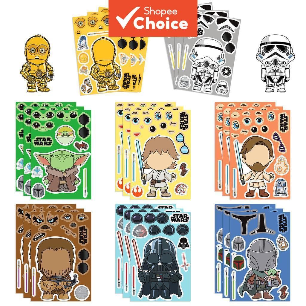 LanLanStickersWorld Star Wars Adesivos À Prova D'água 8 Folhas Fofos De Animais Adesivo Para Laptop Capacete Estojo De L
