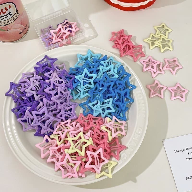 Pote 50/100 Peças Grampos De Cabelo Com Estrela Colorida Para Meninas , Da Moda , Franja Lateral , Acessórios Infantil