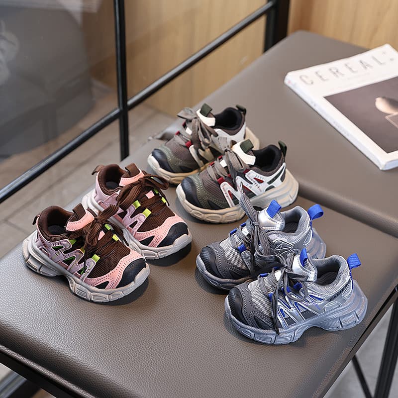 Primavera outono novo estilo crianças tênis de sola macia meninos malha respirável papai sapatos femininos bebê leve Cas