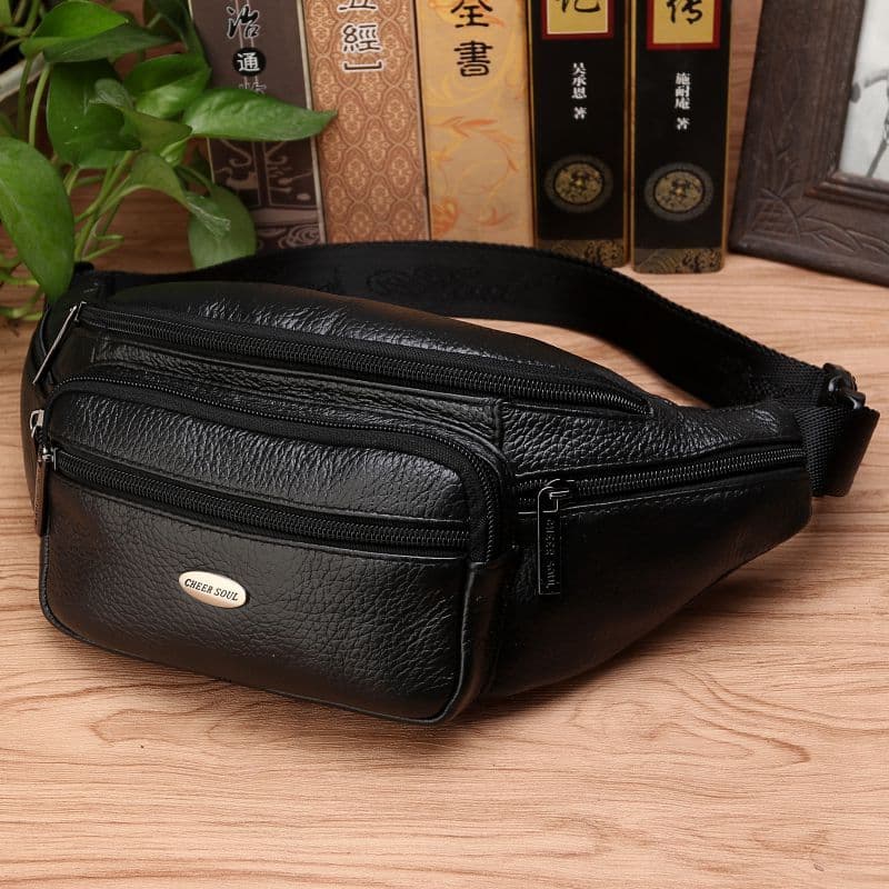 Novo estilo bolsa de cintura de couro masculino couro genuíno bolsa de cintura de grande capacidade bolsa para celular m