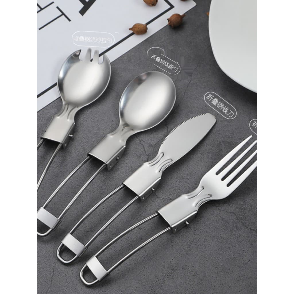 304 colher dobrável de aço inoxidável garfo viagem ao ar livre portátil utensílios de mesa estudante crianças colher cri