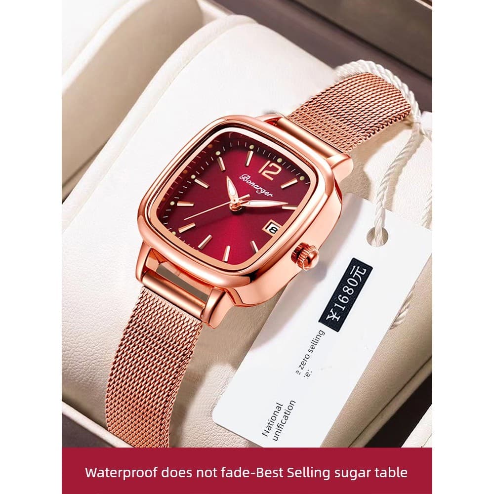relogio feminino relogio feminino pequeno Pequeno cubo de açúcar senhoras relógio feminino luz luxo nicho temperamento H