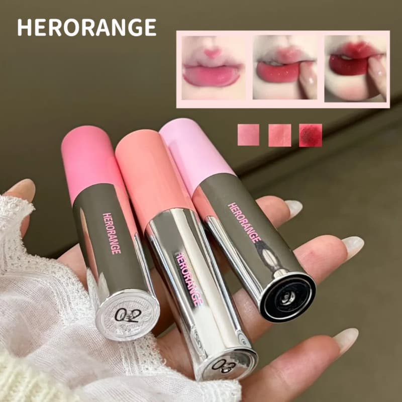 HERORANGE 3 Unidades Conjunto De Maquiagem Para Batom Multi-Sombra , Kit Portátil De Três Pacotes Fosco Lábios , Confort