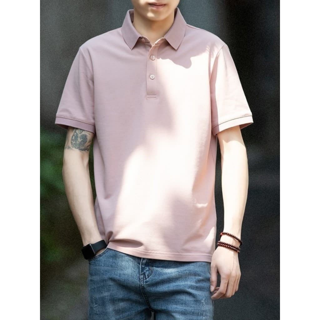 Zhudi camisa polo esportiva de algodão masculina verão meia manga camiseta solta negócios Street Wear lapela cor sólida