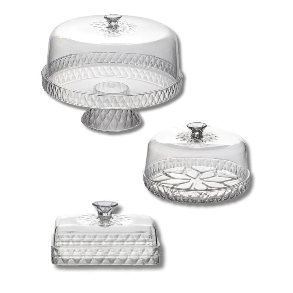 Kit Glamour Boleira com Apoio + Manteigueira + Queijeira