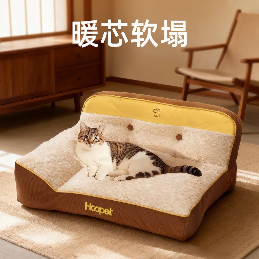 Cama de gato inverno engrossado cama de gato inverno removível lavável sofá de inverno quente cama de gato grande c