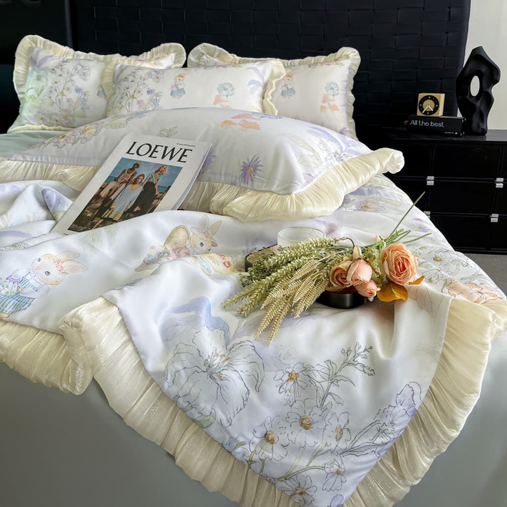 Princesa estilo Lyocell Tencel verão legal colcha ar condicionado colcha conjunto de quatro peças sedoso nu dormir High-