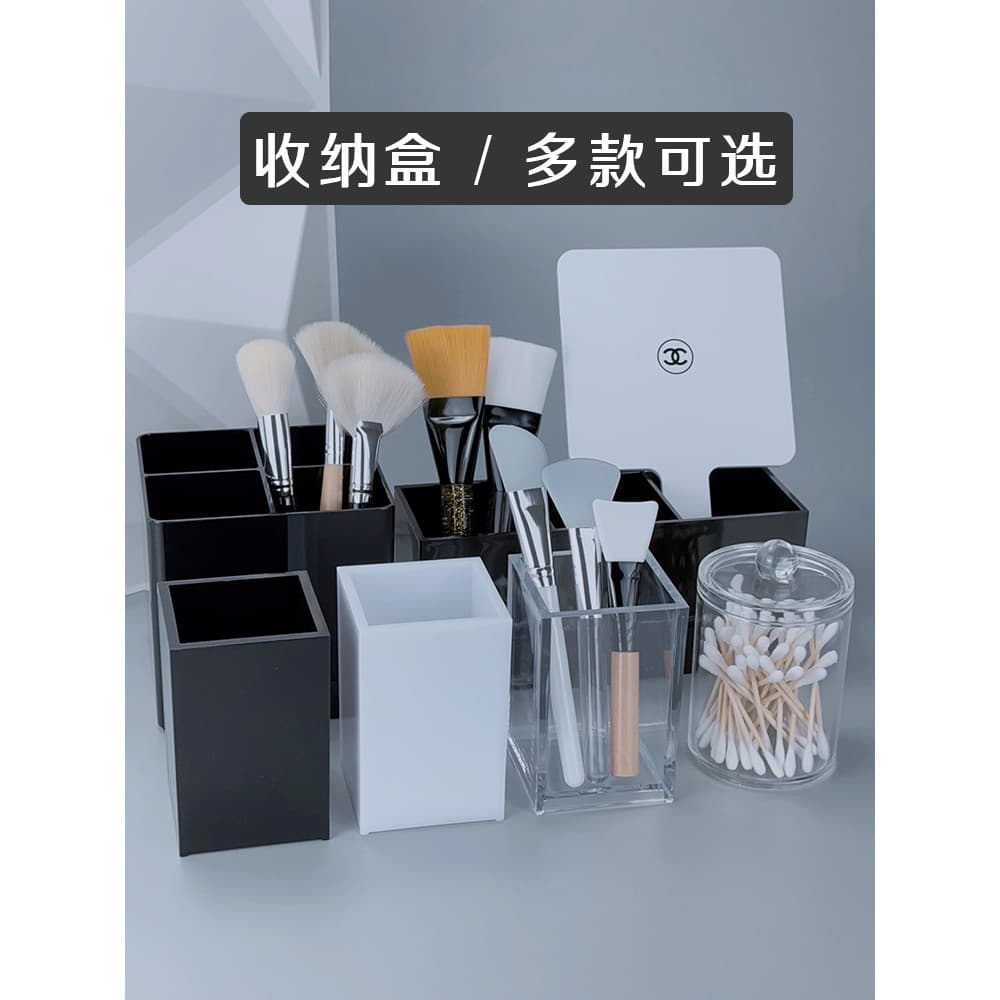 Tubo de armazenamento de pincel de maquiagem, luz acrílica, luxo, transparente, estojo de lápis de maquiagem, marcador d