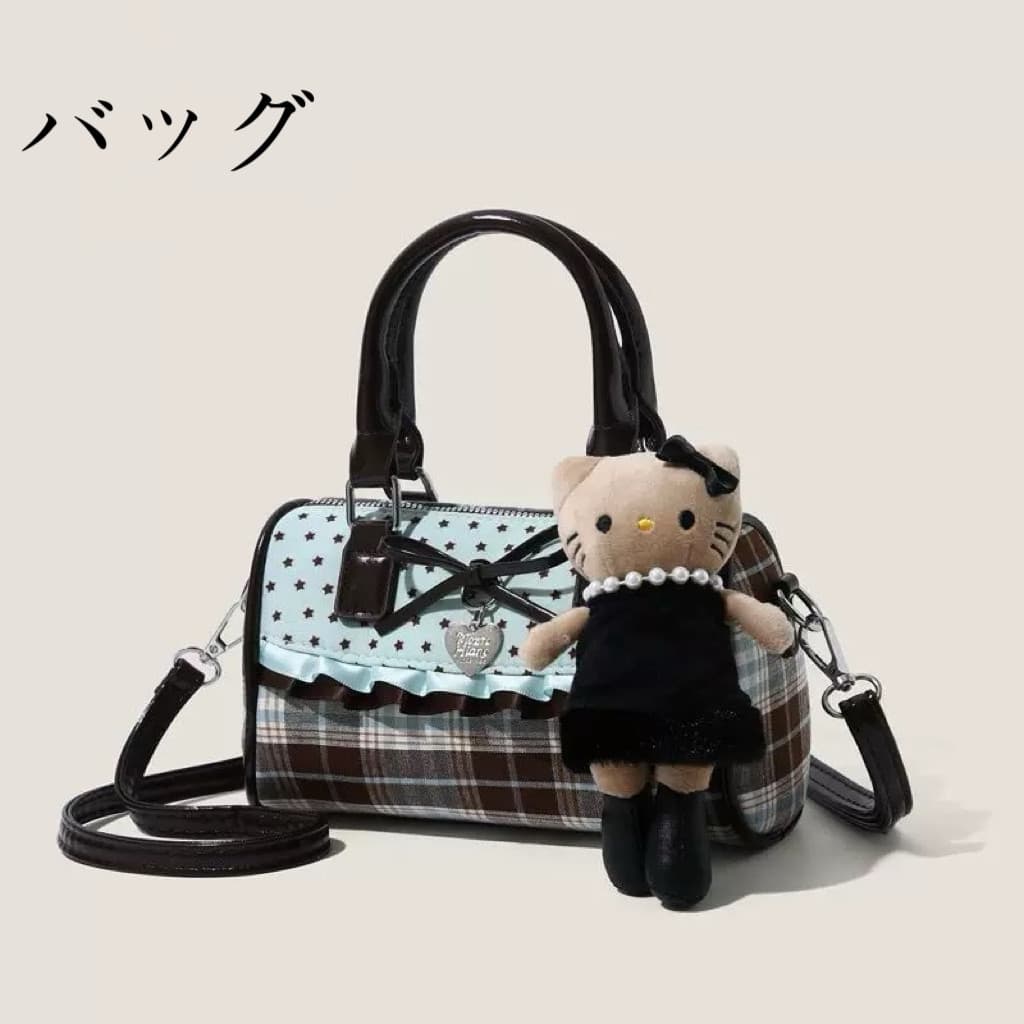 Bolsa bolsa feminina Japão 可修正袋 Hortelã Leite Cru Verde Xadrez Renda Boston Bolsa Doce Legal Menina Travesseiro Bolsa Me