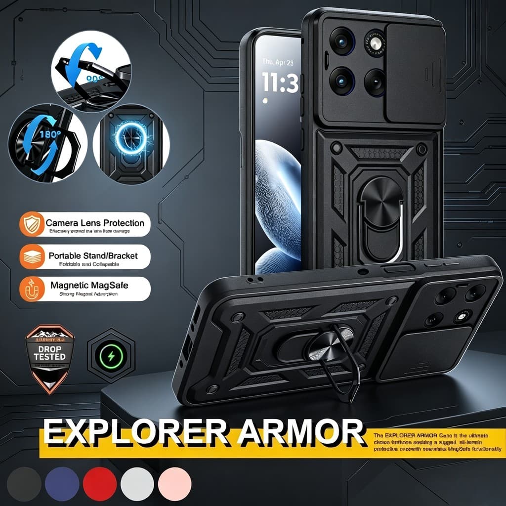 Caso Armadura Para Moto G17 G37 G47 G67 G77 G06 G56 G86 G75 G85 Edge 70 60 50 Fusion Lente De Proteger Capa Anel Suporte