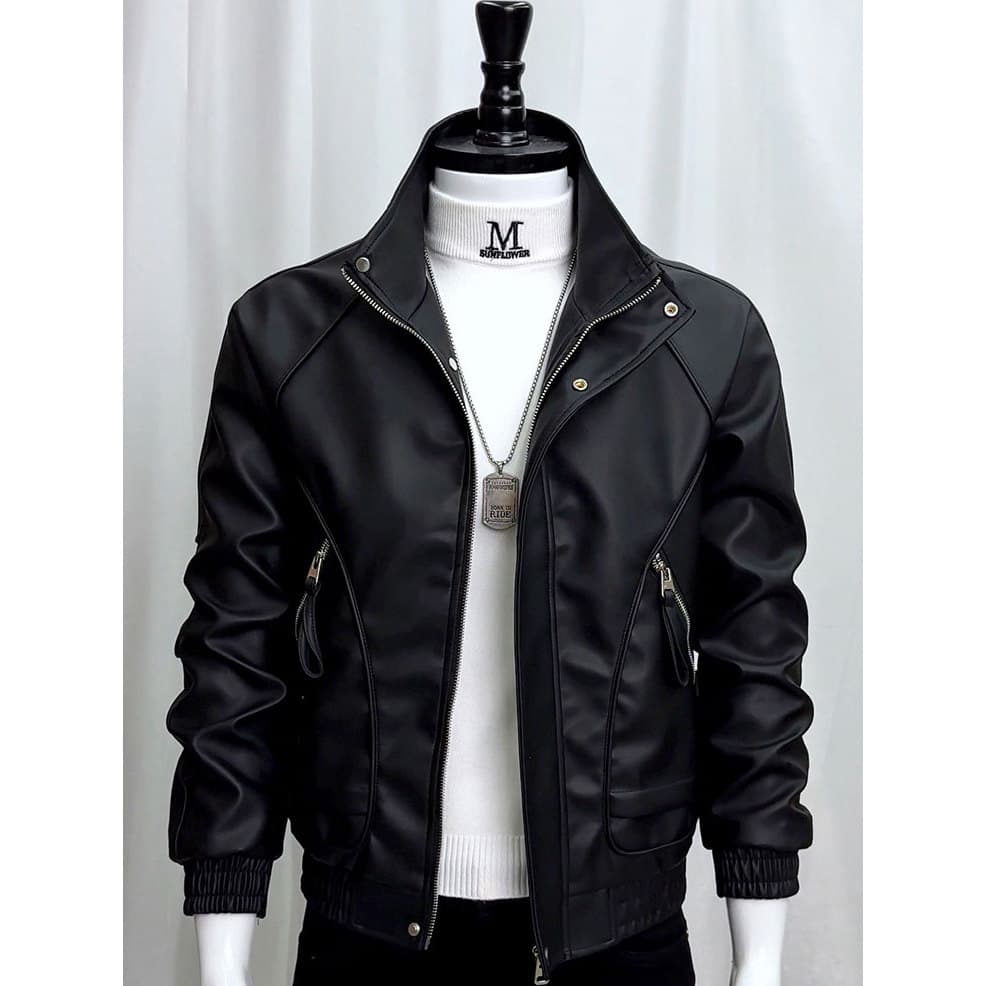 Jaqueta de couro masculina outono juventude simples novo estilo versão coreana magro-ajuste roupas masculinas High-end n