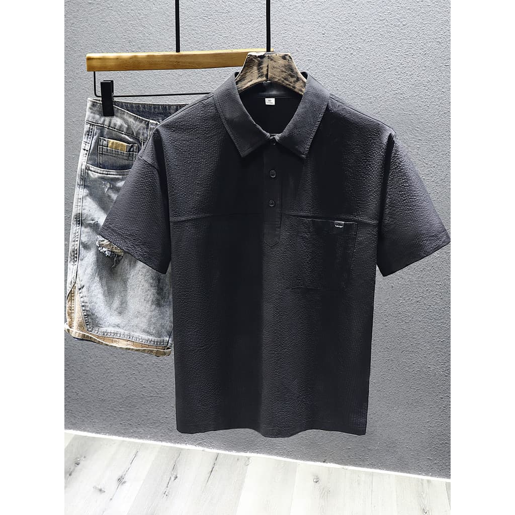 Camisa POLO de lapela de alta qualidade masculina Street Wear solto rufião bonito de manga curta verão gelo seda legal d