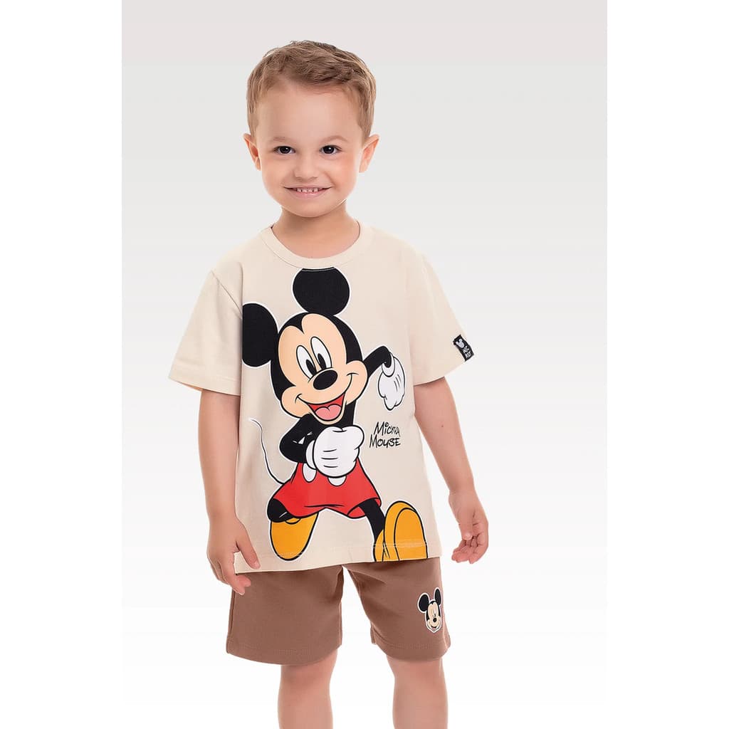 Conjunto Menino Mickey Disney Camiseta Bermuda Fakini  02653