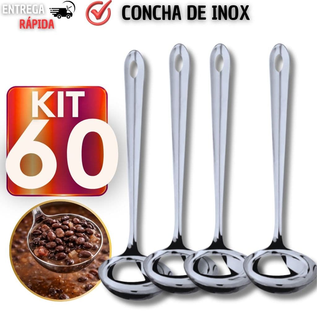 Acessório para Cozinha em Aço Inox | Concha Resistente para Uso Diário