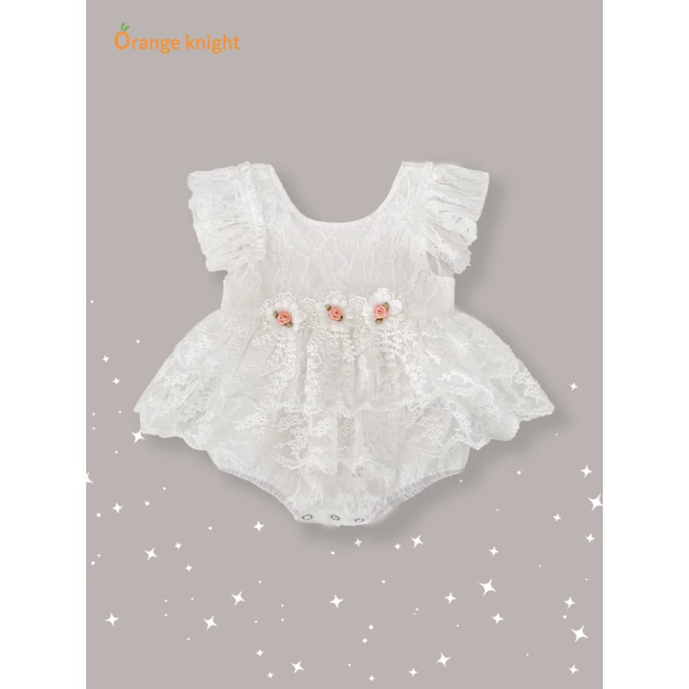 Estilo verão bebê menina bebê cem dias banquete mês inteiro puro renda branca tule rosa enfeite vestido de princesa de u