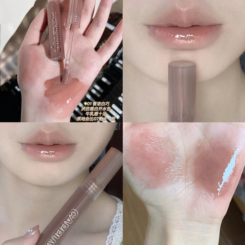 Cappuvini Lava Chocolate Lip Gloss Hidratante Hidratante Toot Lip Gloss Espelho Vidro Transparente Brilho Labial