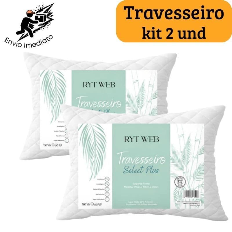 Kit 2 Travesseiro Matelado Luxo Select Plus 70x50 Antialérgico Macio Confortável Padrão Hotel- TC