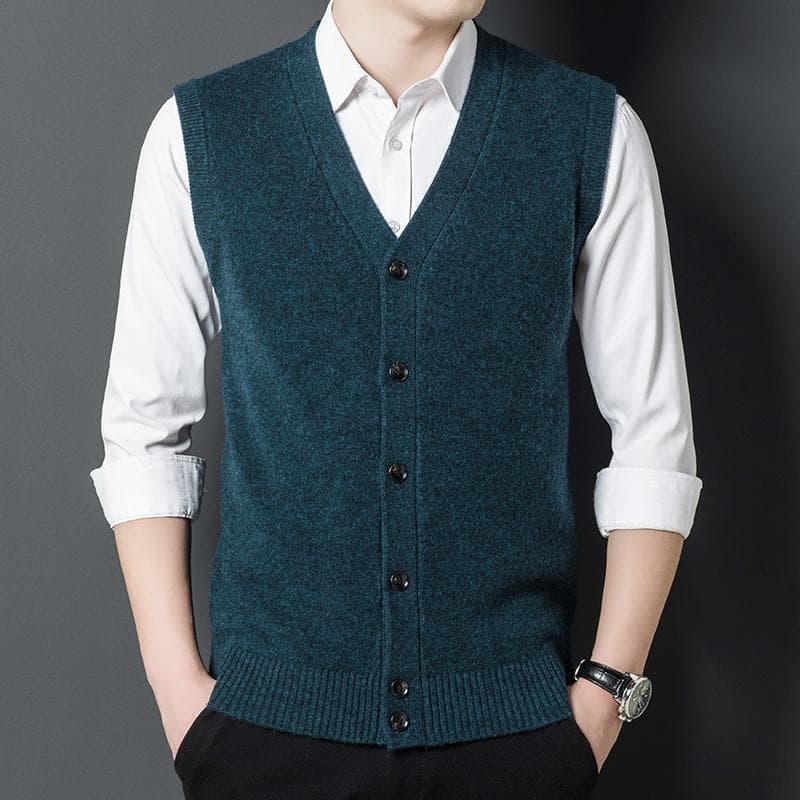 Homens idosos de meia-idade malha colete de meia-idade pai usar camisola outono inverno novo estilo