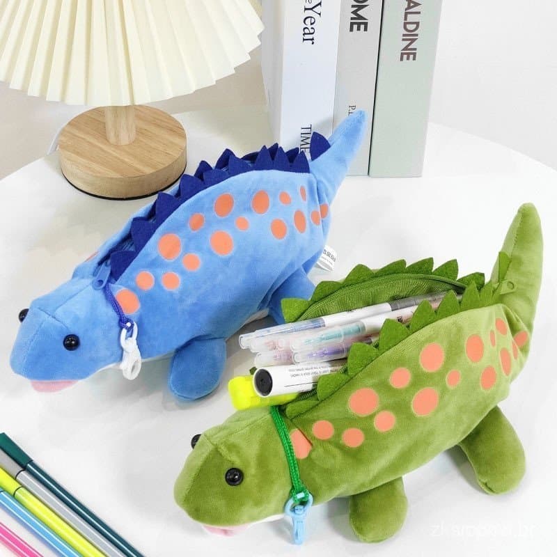 Estojo de Lápis Dinossauro de Pelúcia Plus para Crianças, Boneca, Boneca, Boneca,, Bolsa de Material Escolar para