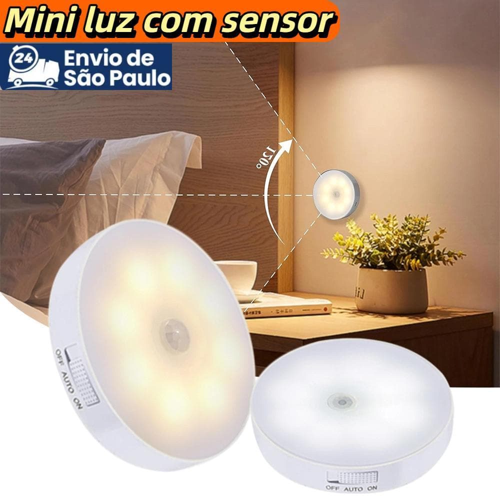 🌙 💡 Luz Noturna Inteligente Magnética | Sensor Presença 3m Auto Desligamento Econômica Para Casa