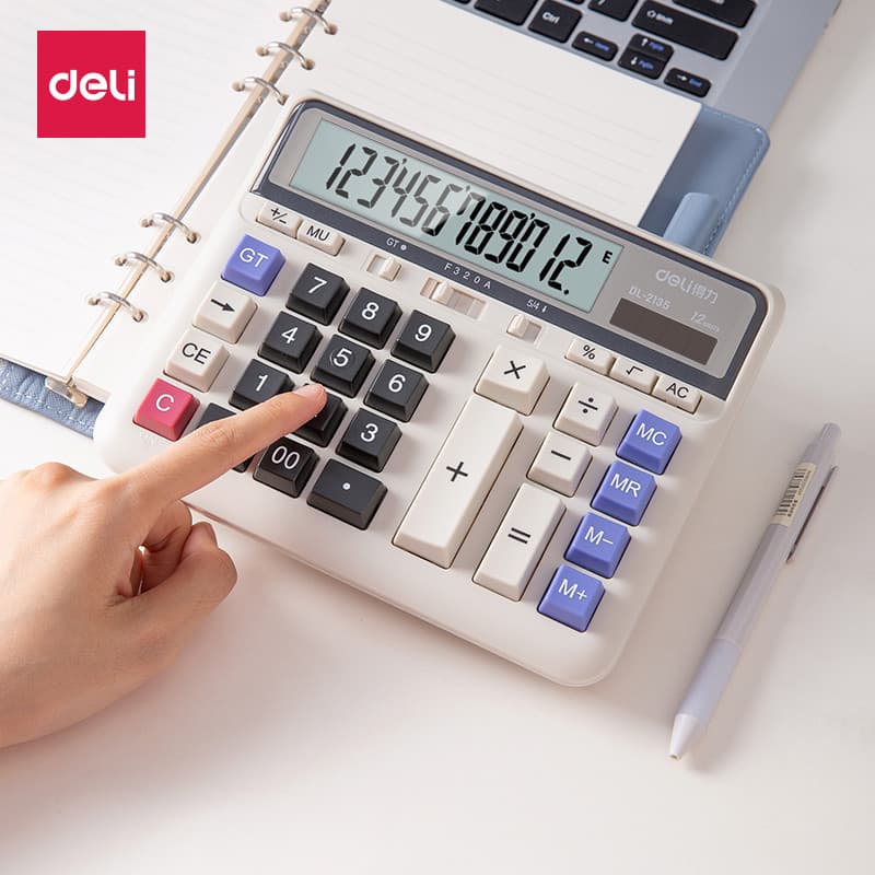 Calculadora Deli 2135 Tela Grande Grande Botão de Computador Grande Contabilidade Financeira Dedicado Solar Multifuncion
