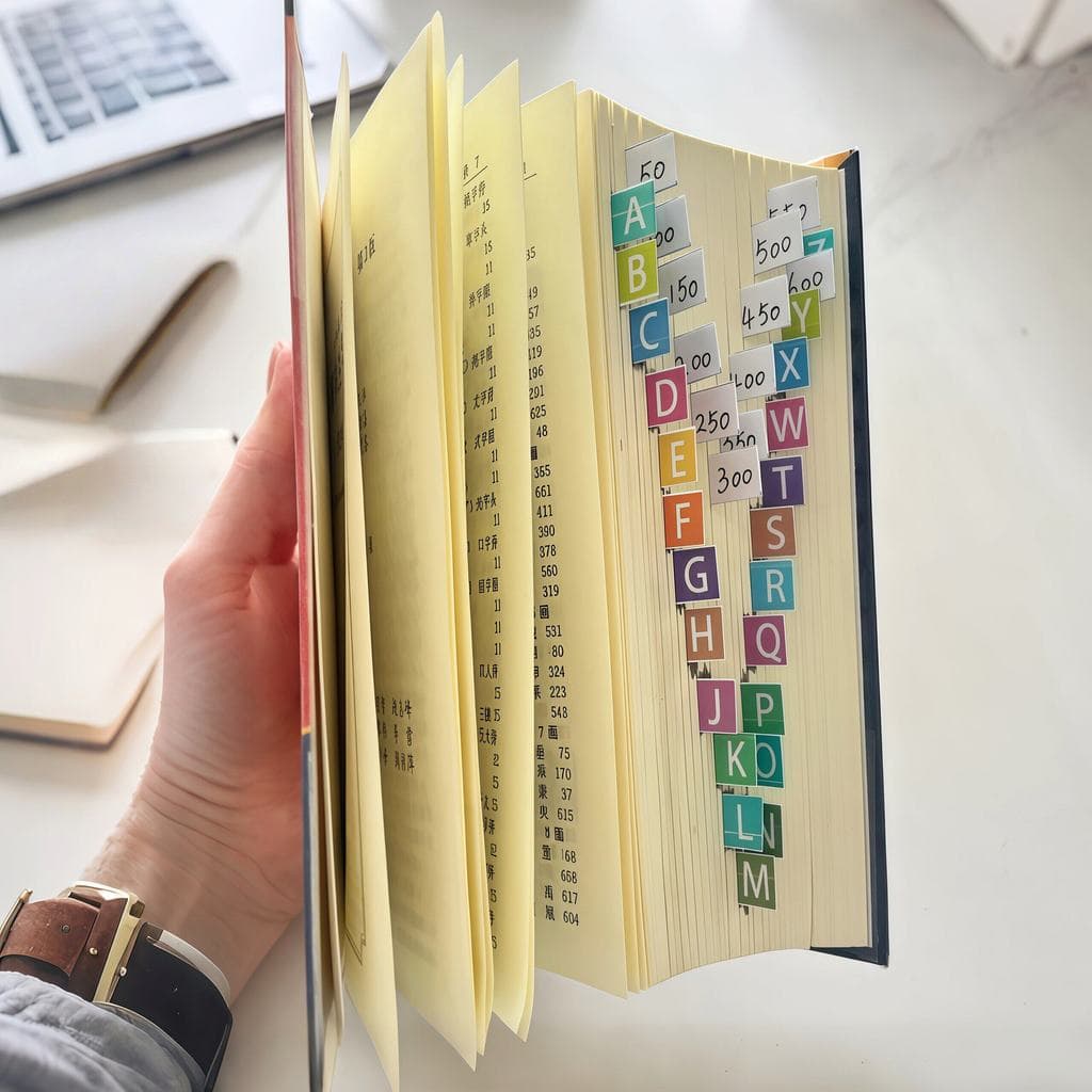 Adesivos de índice de letras Dicionário Xinhua Alunos da escola primária Verificação rápida 26 etiquetas de letras Class