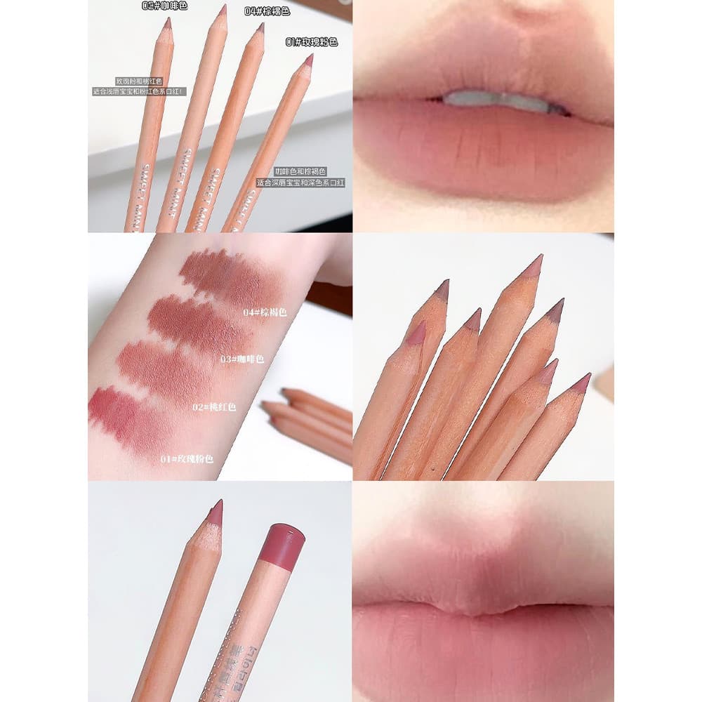 Pólo de madeira forro labial Nude Natural impermeável de longa duração não é fácil de desbotar delicado contorno sedoso